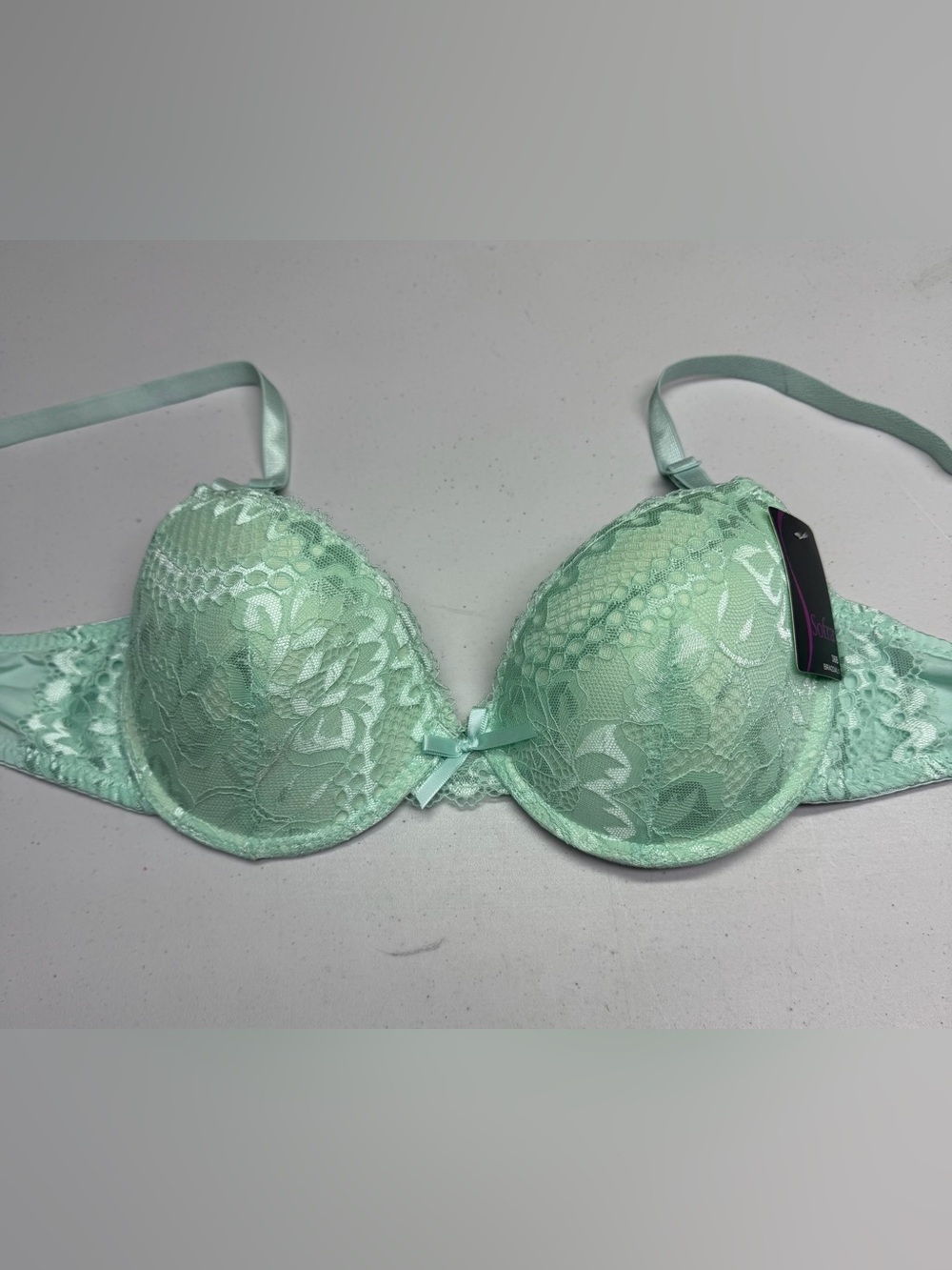 Sofra Mint Green Lace Push-Up Plunge Bra 36B *P1044